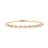 18K Yellow Gold Pear Lab Diamond 9 Stone Chain Bracelet