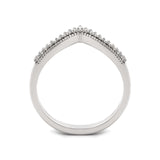 14K White Gold Round Lab Diamond V-shape Millegrain Wedding Ring