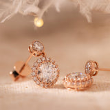 14K Rose Gold Nugget Earrings with Lab Diamond Halo Design