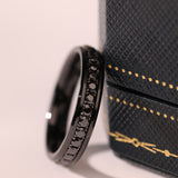 Black Ceramic Round Black Moissanite Fidget Ring