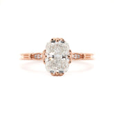 14K Rose Gold 2ct Elongated Cushion Cut Lab Diamond Triple Prong Cathedral Design Ring