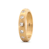 18K Yellow Gold Old European Cut Lab Diamond Matte Brushed Ring