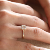 14k Yellow Gold 1ct Asscher Cut Lab Diamond Bezel Ring