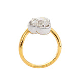 Cherished Moments 14K Yellow Gold 2.5ct Heart Shaped Lab Diamond Ring with White Gold Bezel and Wave Band