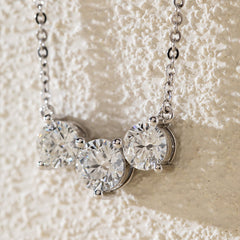 Round Brilliant Cut Lab Diamond Three Stone Pendant Necklace