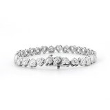 18K White Gold Heart Shape Lab Diamond Bezel Tennis Bracelet