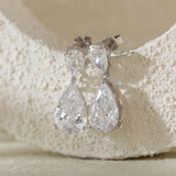 14K White Gold 10 ct tw Pear Shaped Lab Diamond Drop Stud Earrings