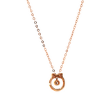 14K Rose Gold Bow Tie Pendant Necklace with Round Lab Dimaond