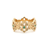 14K Yellow Gold Round Lab Colombian Emerald Vintage Style Ring(US7.5 Unresizable)