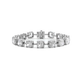 Platinum 24 ct tw Cushion Lab Diamond 4 Claw Prong Bakset Station Bracelet