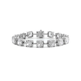 Platinum 24 ct tw Cushion Lab Diamond 4 Claw Prong Bakset Station Bracelet