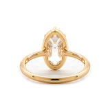 14K Yellow Gold Oval Rose Cut Lab Diamond Millegrain Solitaire Ring