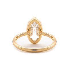 14K Yellow Gold Oval Rose Cut Lab Diamond Millegrain Solitaire Ring