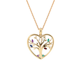 14K Yellow Gold Heart Shape Pendant Necklace - Tree of the Soul Design