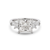 Platinum 2.5ct Princess Cut Lab Diamond 5 Stone Engagement Ring with Radiant Cut and Bullet Cut Side-stones