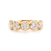 18K Yellow Gold 5 Stone Round Brilliant Cut Diamond Statement Ring
