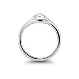 14K White Gold 1.5ct Rose Cut Lab Diamond Bezel Ring with Tapered Band