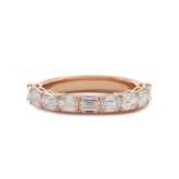 14K Rose Gold 4*3mm Emerald Cut Lab Diamond East-West Orientation Half Eternity Ring