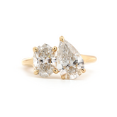 18K Yellow Gold Oval and Pear Lab Diamond Toi et Moi Ring