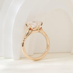 10K Yellow Gold 3.47ct Old Mine Cut Lab Diamond Solitairte Ring