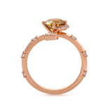 14K Rose Gold 1ct Yellow Round Lab Diamond Celestial-inspired Ring with Sun, New Moon, and Star Design