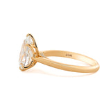 14K Yellow Gold 2ct Pear Cut Lab Diamond 6 Claw Prongs Floral Basket Ring with Hidden Round Diamond Millegrain Pave