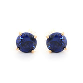 18K Yellow Gold Round Sapphire Stud Earrings