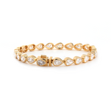 18K Yellow Gold Pear Shape Lab Diamond Bezel Tennis Bracelet
