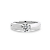 14K White Gold 1ct Round Brilliant Cut Lab Diamond Solitaire Ring with Knife Edge Band Design