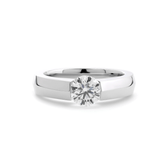 14K White Gold 1ct Round Brilliant Cut Lab Diamond Solitaire Ring with Knife Edge Band Design