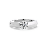 14K White Gold 1ct Round Brilliant Cut Lab Diamond Solitaire Ring with Knife Edge Band Design