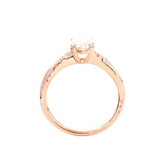 14K Rose Gold 1.5ct Pear Cut Lab Diamond Twist Pave Ring