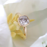 Cherished Moments 18K Yellow Gold 1.5ct Old Mine Cut Antique Lab Diamond Milligrain Bezel Solitaire Ring