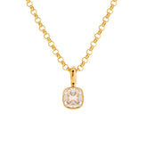 Old Mine Cut Lab Diamond Bezel Pendant Necklace