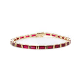6×3mm Baguette Cut Lab Ruby Half - Bezel Basket Tennis Bracelet - MMR