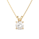 Cherished Moments 14K Yellow Gold 1ct Round Lab Diamond 4 Round Prong Basket Necklace (DE/G Color, VS Clarity)