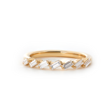 14K Yellow Gold Baguette Cut Lab Diamond 7 Stone Half Eternity Ring