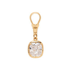 5 CT Elongated Cushion Cut Lab Diamond Bezel Pendant Necklace with Adjustable Beaded Chain