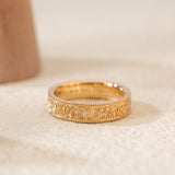 14K Yellow Gold Wedding Ring – Art Nouveau Nature-Inspired Design