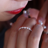 14K White Gold Round and Marquise Cut Lab Diamond Share-prong Setting Eternity Ring