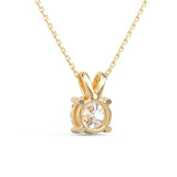 Cherished Moments 14K Yellow Gold 1ct Round Lab Diamond 4 Round Prong Basket Necklace (DE/G Color, VS Clarity)