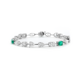 14K White Gold 10 ct tw 6 Shapes Lab Diamond & Lab Emerald Tennis Bracelet