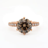 14K Rose Gold 2.4ct Round Briliant Cut Brown Lab Diamond Pave Ring