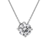 Round Lab Diamond 4 Claw Prongs Basket Setting Pendant Necklace