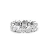 935 Silver 4*4mm Heart Lab Diamond Bezel - Set Full Eternity Ring (US4.5 Unresizable) - MMR