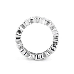 935 Silver 4*4mm Heart Lab Diamond Bezel - Set Full Eternity Ring (US4.5 Unresizable) - MMR