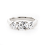 18K White Gold 1ct Old European Cut Lab Diamond Three Stone Ring