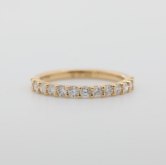 18K Yellow Gold Old European Cut Lab Diamond Half Eternity Ring