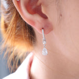 2.5 ct tw Pear Cut and Round Cut Lab Diamond Three Prong Basket Hoop Earrings