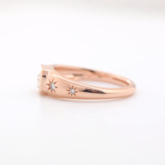 10K Rose Gold Emerald Cut and Round Lab Diamond 5 stone Ring